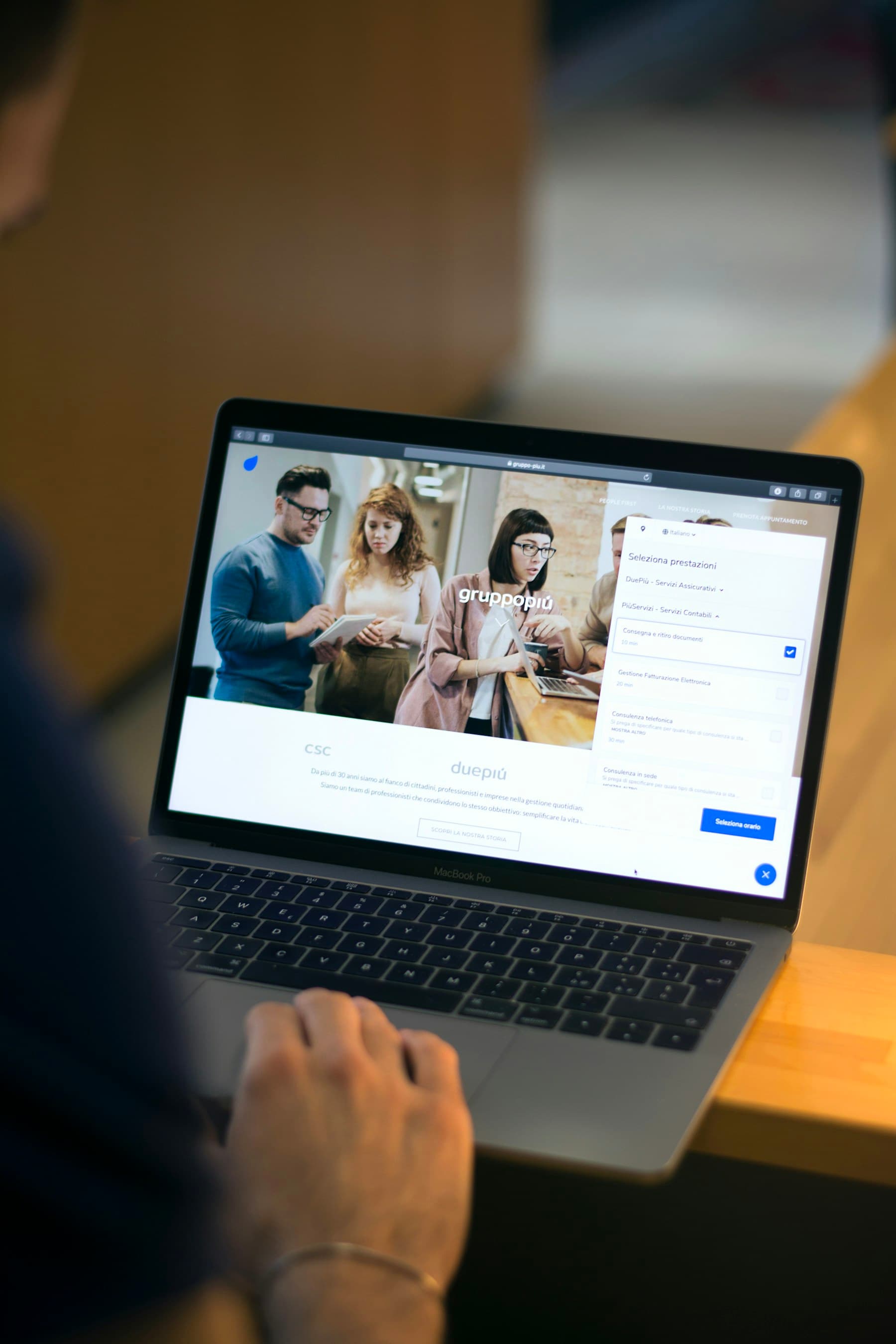 Laptop mockup with a service website interface on screen